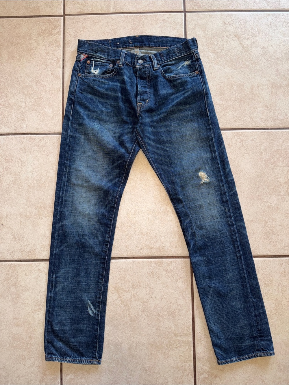 Denim & Supply Ralph Lauren Men's Faded Blue Slim Straight Jeans